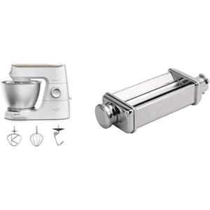 Kenwood Titanium Chef Baker XL KVC65.001WH, Impastatrice Planetaria con Bilancia Integrata & KAX980ME Accessorio Sfogliatrice per Impastatrice Planetaria, Acciaio Inossidabile