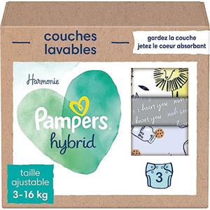 Pampers - Pannolini lavabili Harmony Hybrid per neonati, pannolini lavabili in confezione da 3-1 pezzo