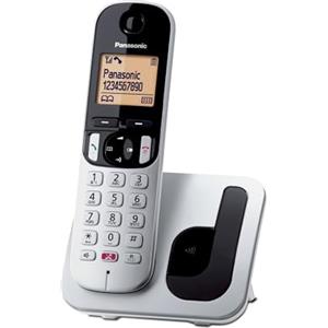 Panasonic KX-TGC250JTS Telefono Cordless Digitale, Unità Base e Ricevitore Singolo, ID Chiamante, Blocco Chiamate Indesiderate, Vivavoce, Modalità Eco One Touch, Sveglia Evoluta, Display LCD, Argento