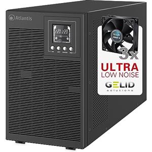Atlantis A03-OP3002XLN UPS OnLine 75% Più Silenzioso Gruppo di Continuità Server Doppia conversione Onda Sinusoidale Pura 3000VA 2100W, Ventole Low Noise Gelid 31,3 dbA,USB,4 IEC, slot, 6x12V-9Ah