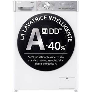 LG F4R9009TPWC Lavatrice 9kg AI DD, Classe A-40%, 1400 giri, TurboWash, Vapore