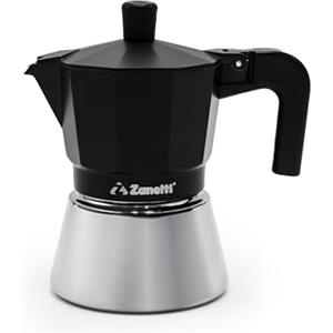 Zanetti, Star Caffettiera Moka Induzione Tre Tazze, Espresso Con Caldaia in Acciaio Inox e Manici Ergonimici, Adatta ai Piani a Induzione 3 Tazze Colore Nero
