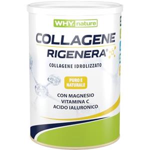 WHY NATURE COLLAGENE RIGENERA - Collagene Idrolizzato Puro e Naturale - Con Magnesio, Vitamina C e Acido Ialuronico - Gusto Neutro - 330gr
