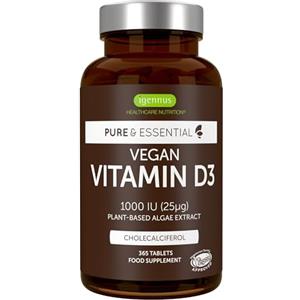 Igennus Vitamina D3 Vegana 1000 IU - 365 Compresse da Estratto di Alghe per Salute Immunitaria e Ossa
