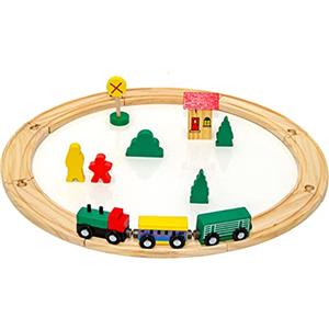 messefix 20 Pezzi Set Trenino Legno - 1m Binari - Trenino di Legno per Bambini da 3 Anni - Treni Giocattolo Treno Legno Bambini - Trenino di Natale - Giochi in Legno per Bambini Pista di Legno