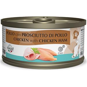 Marpet Chef Cibo Umido per Gatti - Pollo con Prosciutto di Pollo - Lattina da 80g, senza conservanti