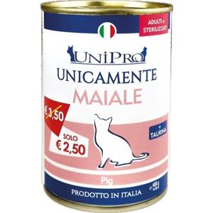 UniPro Unicamente Maiale 400g - Alimento Umido Monoproteico per Gatti Adulti o Sterilizzati