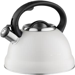 FLORINA Bollitore Acqua (2,5 l) I Bollitore da Fornello JACOB I Bollitore a Fischio con Manico in Bakelite I Antigraffio I Bollitore per Piano Cottura a Induzione, Gas, Elettrico I Colore: Beige