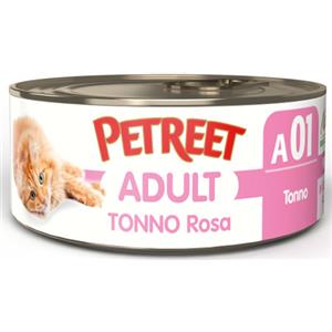 Petreet Tonno Rosa per Gatti - Lattina da 70g con 60% di Tonno e Senza Coloranti