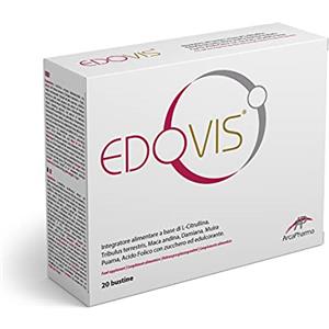 ArcaPharma EDOVIS. Per il miglioramento delle prestazioni. Con una sola bustina al giorno. 100% Naturale. L Citrullina, Tribulus, Maca. 20 Bustine.