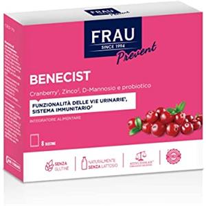 FRAU BENECIST, Integratore Alimentare 8 Bustine, Estratto Secco di Cranberry, Funzionalità Vie Urinarie, con Fermenti Lattici Vivi, Senza Glutine, Senza Lattosio