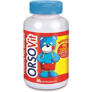Montefarmaco ORSOVIT Caramelle Gommose per Bambini - Integratore di Vitamine Gusto Frutta, 90 Pezzi