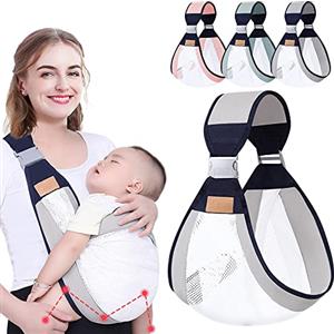 HINATAA Imbracatura traspirante per neonati, marsupio regolabile, marsupio avvolgente, ad asciugatura rapida, spallacci spessi per bambini da 0 a 36 mesi (Grigio B)