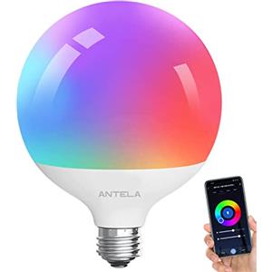 ANTELA Lampadine Alexa Inteligente WiFi G120 E27 1PCS, Dimmerabile Lampadina LED Smart 15W 1521ML, RGB & 2700K-6500K bianco freddo caldo, compatibile con Alexa/Google Home