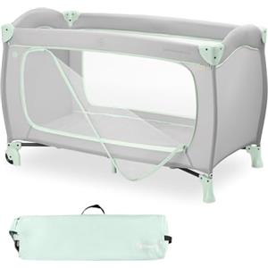 Hauck Lettino da Viaggio Sleep N Play Go Plus - Culla Neonato Fino a 15kg, Letto Pieghevole 120x60, Borsa Inclusa, Box Bambini Compatto con Ruote - Dusty Mint