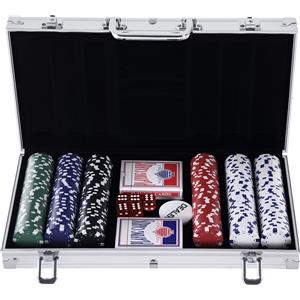HOMCOM Valigetta Poker Professionale in Alluminio con 300 Fiches e 2 Mazzi per Texas Hold'em e Blackjack