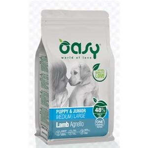 Oasy Cibo Secco Puppy & Junior Medium/Large con Agnello - 2,5 kg Monoproteico e Gluten Free