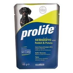 Prolife Sensitive Cibo Umido per Cani Adulti Mini - Coniglio e Patate, 100g, Monoproteico e Gluten Free