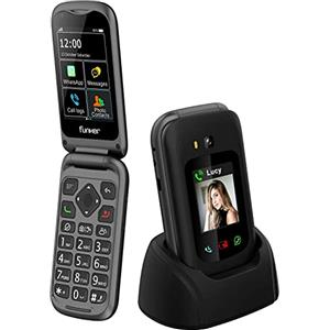 Funker E400I Comfort Pro Telefono Cellulare Whatssapp 4G per Anziani con Sistema Audio Pro, Amplificatore e Compatibile con Apparecchio Acustici Gps Touch Screen e Pulsante Sos, Facile da Usare, Nero