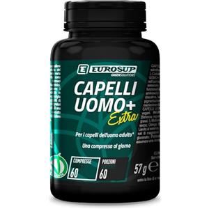 EUROSUP CAPELLI UOMO+ EXTRA | Benessere dei capelli maschili | VeganOK | Con Serenoa repens, Ginko Biloba, L-Metionina, L-Cisteina, Biotina e Selenio | Benessere dei capelli maschi