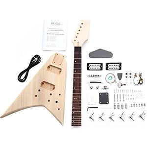 ROCKTILE Kit per chitarra elettrica Rocktile RR-Style - DIY chitarra elettrica con corpo e manico in mogano, tastiera in palissandro, 2 humbucker, scala 25, tutte le parti e l'hardware inclusi