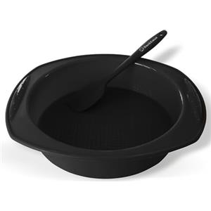 Backhaus Teglie da Forno con Spatola, Set di Pasticceria Antiaderente, Tortiera Rotonde in Silicone Platino di qualità professionale | Nero