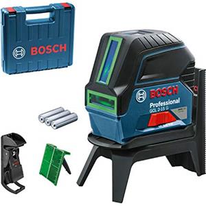 Bosch Professional Livella laser multifunzione GCL 2-15 G (laser verde, da interno, punti a piombo, 15 m, 3 pile a stilo da 1,5 V, supporto ruotabile RM 1, pannello di mira per laser, valigetta)