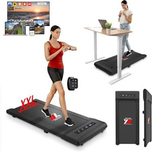 YM Tapis Roulant Elettrico Salvaspazio SLIM WPAD, Bluetooth App KINOMAP, ZWIFT, BITGYM, Telecomando a Orologio, 6 Programmi, Professionale Slim, 11 cm Spessore, NERO