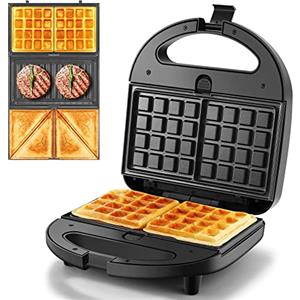 YASHE Sandwich Maker 3 in 1, Piastra per Panini, Tostapane Piastra per Toast, Waffle, Piastre Antiaderenti Rimovibili, 750 W Sandwich Tostapane, Controllo Automatico Della Temperatura, Senza BPA