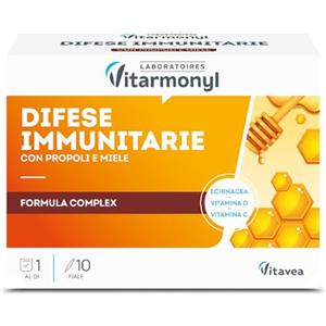 Vitarmonyl Difese Immunitarie - Formula Complex - Con Propoli e Miele - Arricchito con Acerola, Vitamina C e Vitamina D - Supporto Immunitario - Benessere Vie Respiratorie - 10 fiale - Vitarmonyl