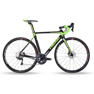 HEAD Unisex - Adult I-Speed Race Road Bike, Matt Black/Green, 52