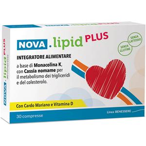 Nova Argentia Nova Lipid Plus - Integratore Alimentare 30 Compresse per il Controllo del Colesterolo con Monacolina K e Cassia Nomame