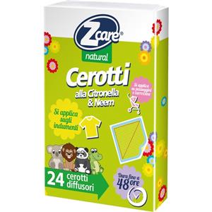 IBSA Zcare Natural Cerotti 24 Pezzi - Repellenti Naturali con Neem e Citronella, Efficaci per 48 Ore