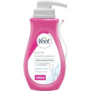 Veet Pure Crema Depilatoria Gambe, Braccia, Ascelle e Zona Bikini per Pelli Sensibili, Dermatologicamente Testata, Formato Convenienza 400 ml