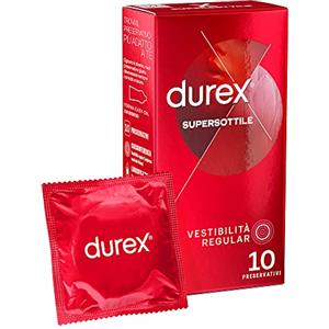 Durex SuperSottile, Preservativi Ultra Sottili Vestibilità Regular, 10 Profilattici