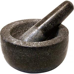 JADE TEMPLE, Mortaio con pestello in Pietra, Granito, Grigio, Granito, Grau, 13 x 7 cm