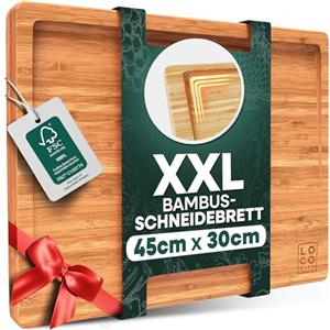 SIDORENKO Loco Bird Tagliere in Bamboo Massiccio Con Scanalatura Del Succo - Rettangolare 44,8x30x2 cm - Per Carne, Cucina e Salumi - Antibatterico