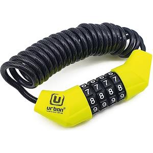 URBAN UR446 Antifurto Casco Moto Lucchetto con Codice Cavo Blocco Bicicletta Caschi Catena Bici Acciaio Rullo Cavetto Combinazione Codice Ø4, 150cm Leggero Mini Monopattino Lucchetti Tsa Bagaglio