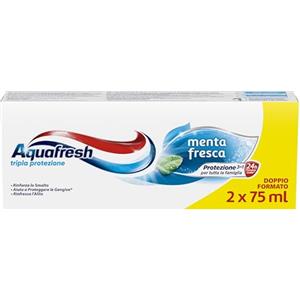 Aquafresh Tripla Protezione, Dentifricio 3 in 1 per tutta la Famiglia, Denti Forti, Gengive Sane, Alito Fresco, Gusto Menta Fresca, pacco da 2 x 75ml