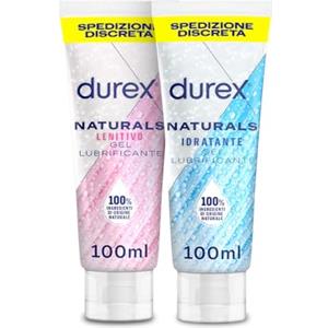 Durex Naturals, Lubrificante Sessuale Intimo, Gel Lubrificante per Rapporti Intimi, 100% Ingredienti di Origine Naturale, Classico con Aloe Vera 100 ml e Idratante Con Acido Ialuronico 100 ml