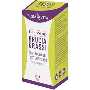 ERBA VITA Peso Stop Brucia Grassi integratore alimentare a base di estratti vegetali - 80 Compresse - Cromo e L-Carnitina ideale per un percorso di benessere e di obiettivo pesoforma