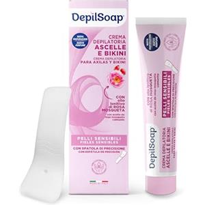 Depilsoap® - Crema Depilatoria Ascelle E Bikini 75 Ml - Pelli Sensibili - Senza Ammoniaca - Arricchita Con Olio Di Rosa Mosqueta E Acido Ialuronico - Profumazione Delicata Dalle Note Fiorite