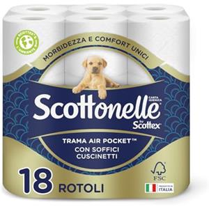 Scottonelle Carta Igienica, Morbida e Resistente, Dermatologicamente testata, 18 Rotoli