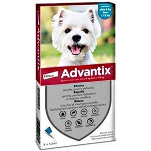 ELANCO Advantix Spot-On Antiparassitario per Cani 4-10 Kg - 4 Pipette da 1 ml