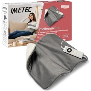 Imetec Intellisense Feel, Termoforo ponderato, cuscino termico elettrico effetto sabbia, Per schiena e addome, Rapido riscaldamento, Anallergico e Lavabile, 5 temperature, Electro block di sicurezza