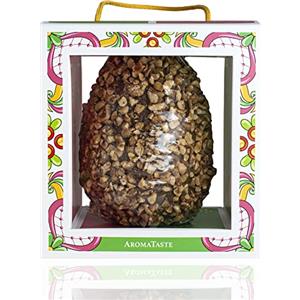 Aromataste Uovo di Pasqua Cioccolato al Latte ricoperto di Nocciole | Artigianale | Nocciole di Avellino | Confezione Regalo | 300 g