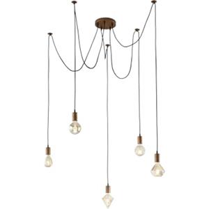 Trio Lighting Lampada a Sospensione 5 Luci E27 in Rame Antico con Fili Regolabili