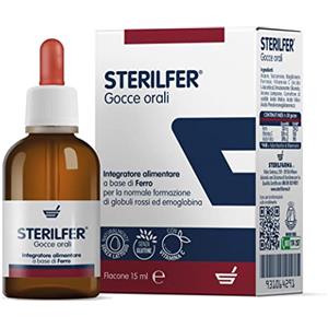STERILFARMA EVOLUTION STERILFER - IN CASO DI CARENZA DI FERRO - integratore alimentare IN GOCCE con Acido Folico e Vitamina C, INDICATO DALLA NASCITA SENZA CONSERVANTI, GLUTINE E LATTOSIO flacone da 15 ml(microemulsionato)