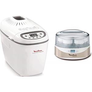 Moulinex OW6101 Home Bread Baguette Macchina del Pane con 16 Programmi Preimpostati, Capacità Extra fino a 1.5 kg,1650 W, 3 velocità & YG231E Yogurteo Yogurtiera con 7 Vasetti in Vetro da 160 ml