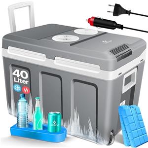 KESSER® Frigo box 40L con ruote | per mantenere il calore e il raffreddamento | frigo box termoelettrico | 12 Volt e 230 Volt| Mini frigo | Box termico per auto| incl. Pacchetti di raffreddamento